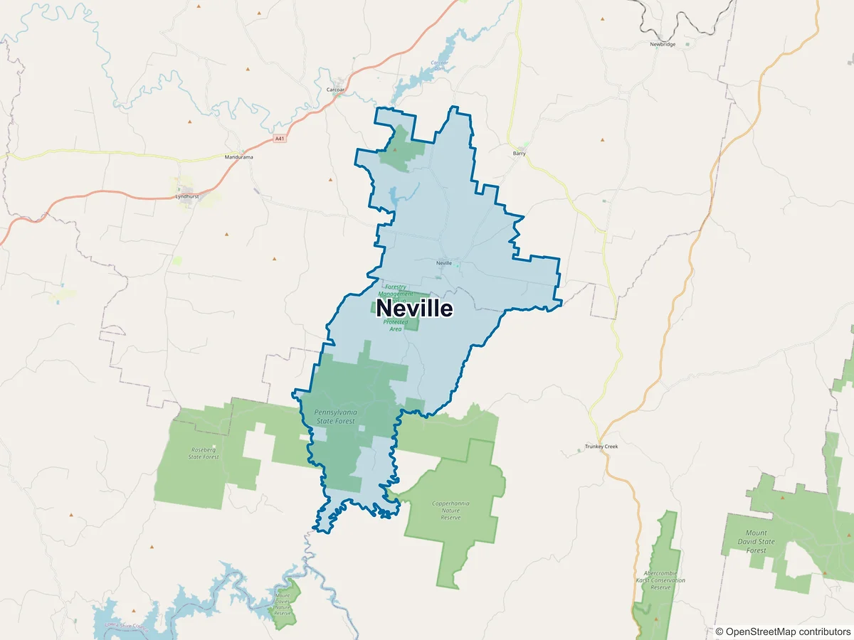 Map of Neville, NSW, Australia