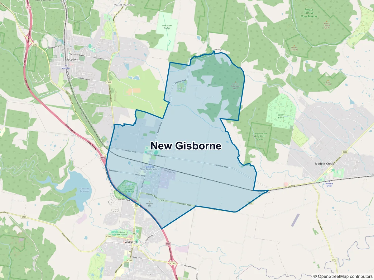 Map of New Gisborne, VIC, Australia