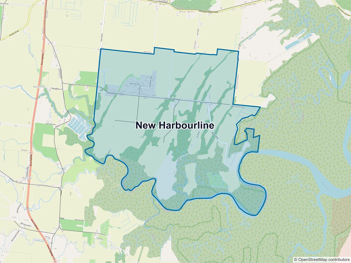 Map of New Harbourline, QLD, Australia