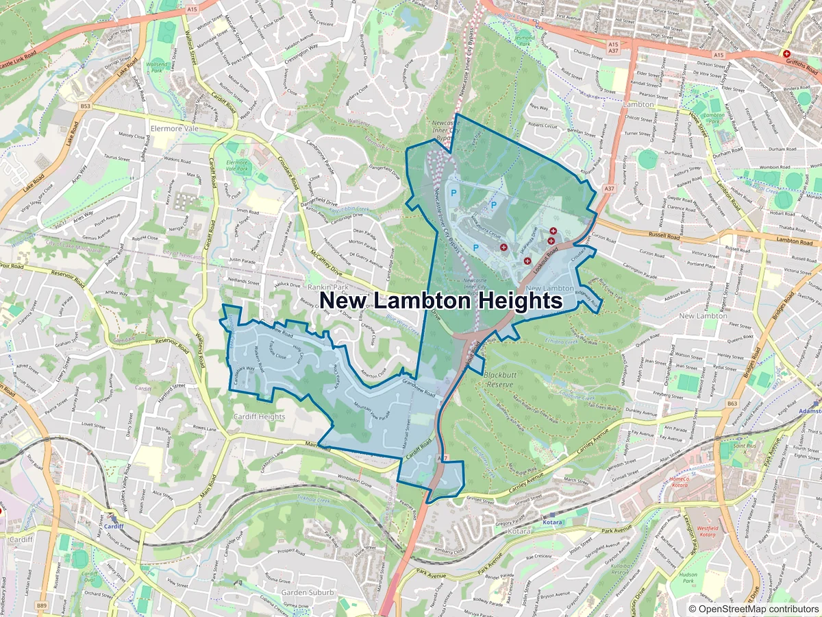Map of New Lambton Heights, NSW, Australia