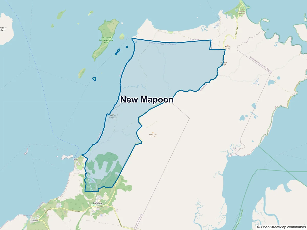Map of New Mapoon, QLD, Australia