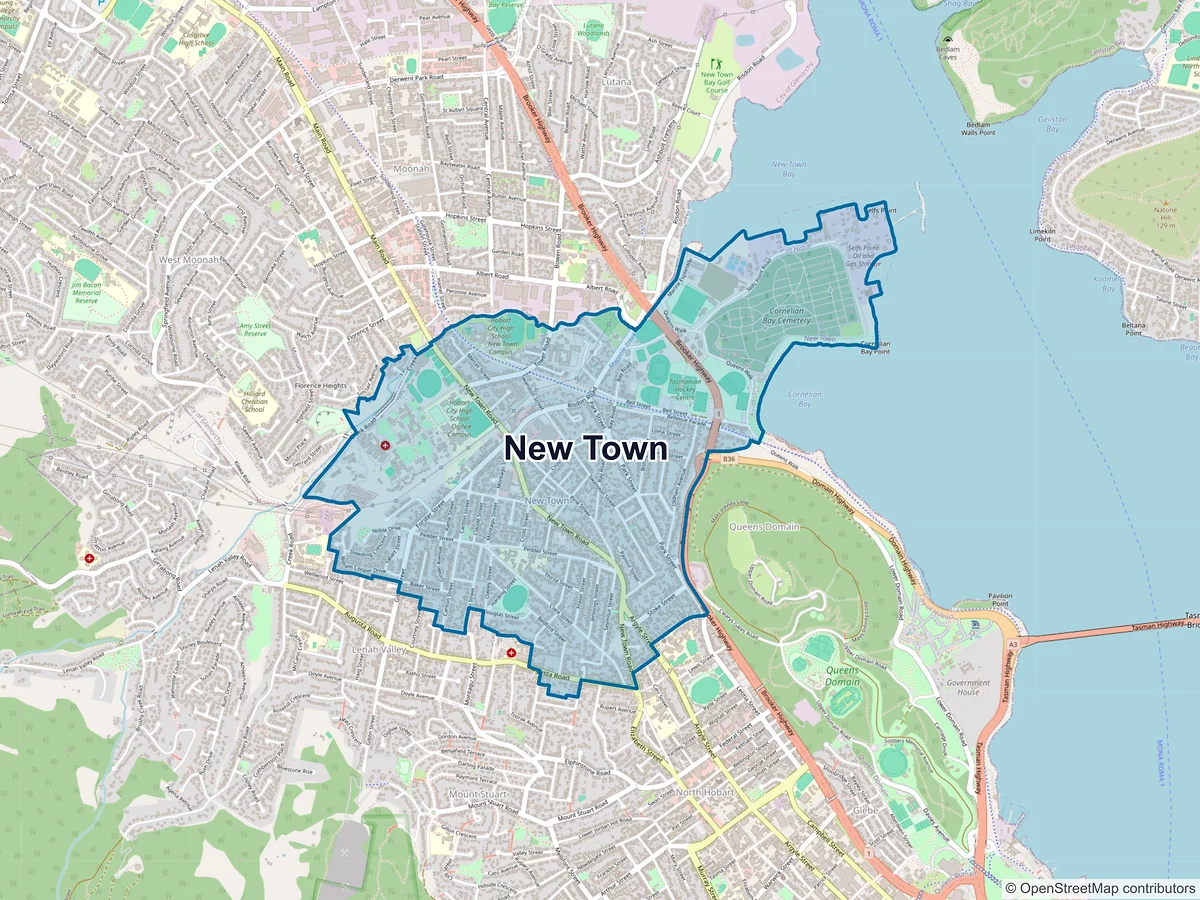 Map of New Town, TAS, Australia