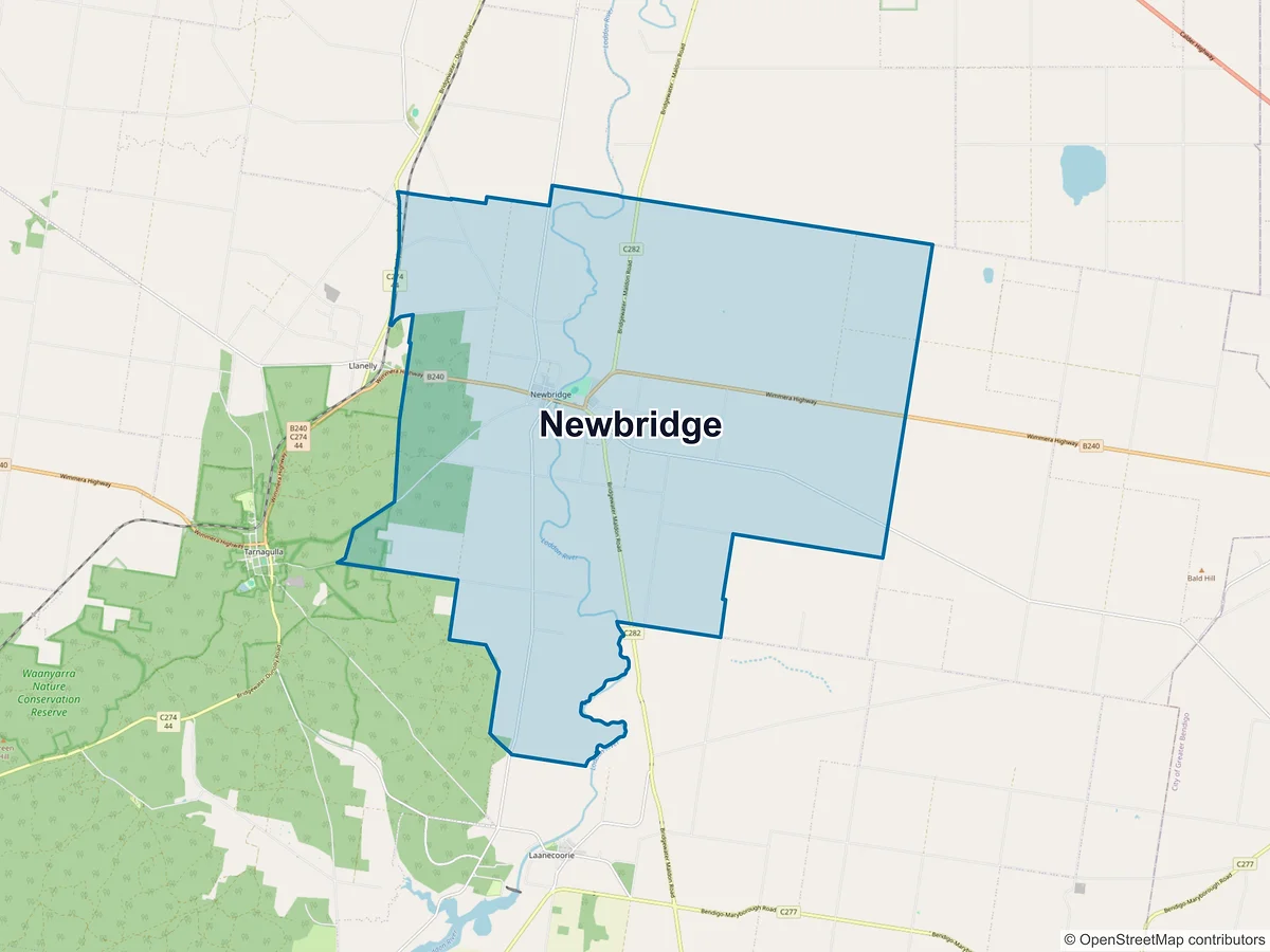 Map of Newbridge, VIC, Australia