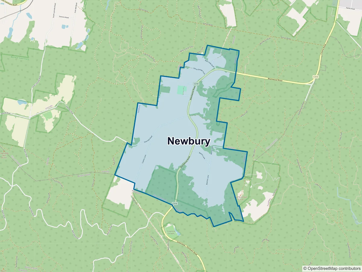 Map of Newbury, VIC, Australia