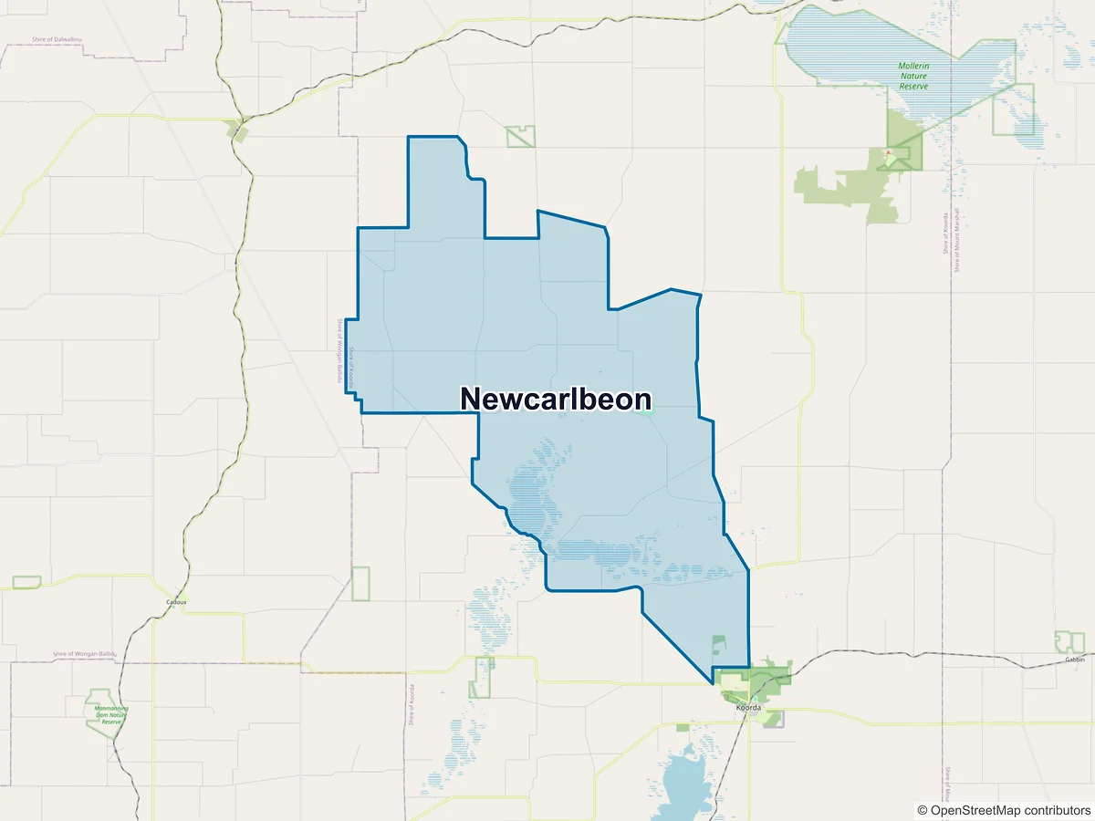 Map of Newcarlbeon, WA, Australia