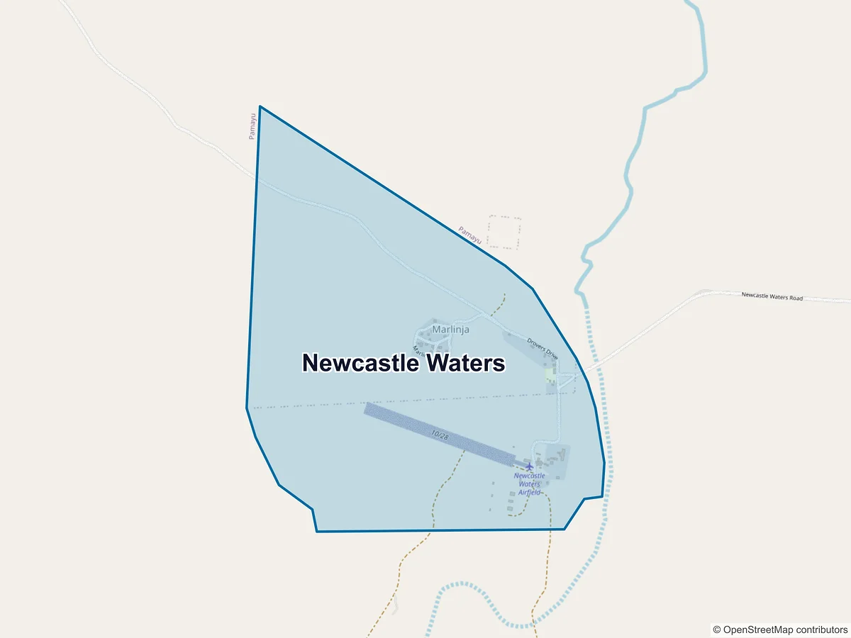 Map of Newcastle Waters, NT, Australia