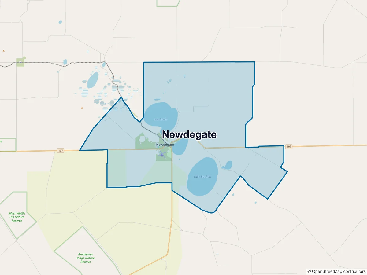 Map of Newdegate, WA, Australia