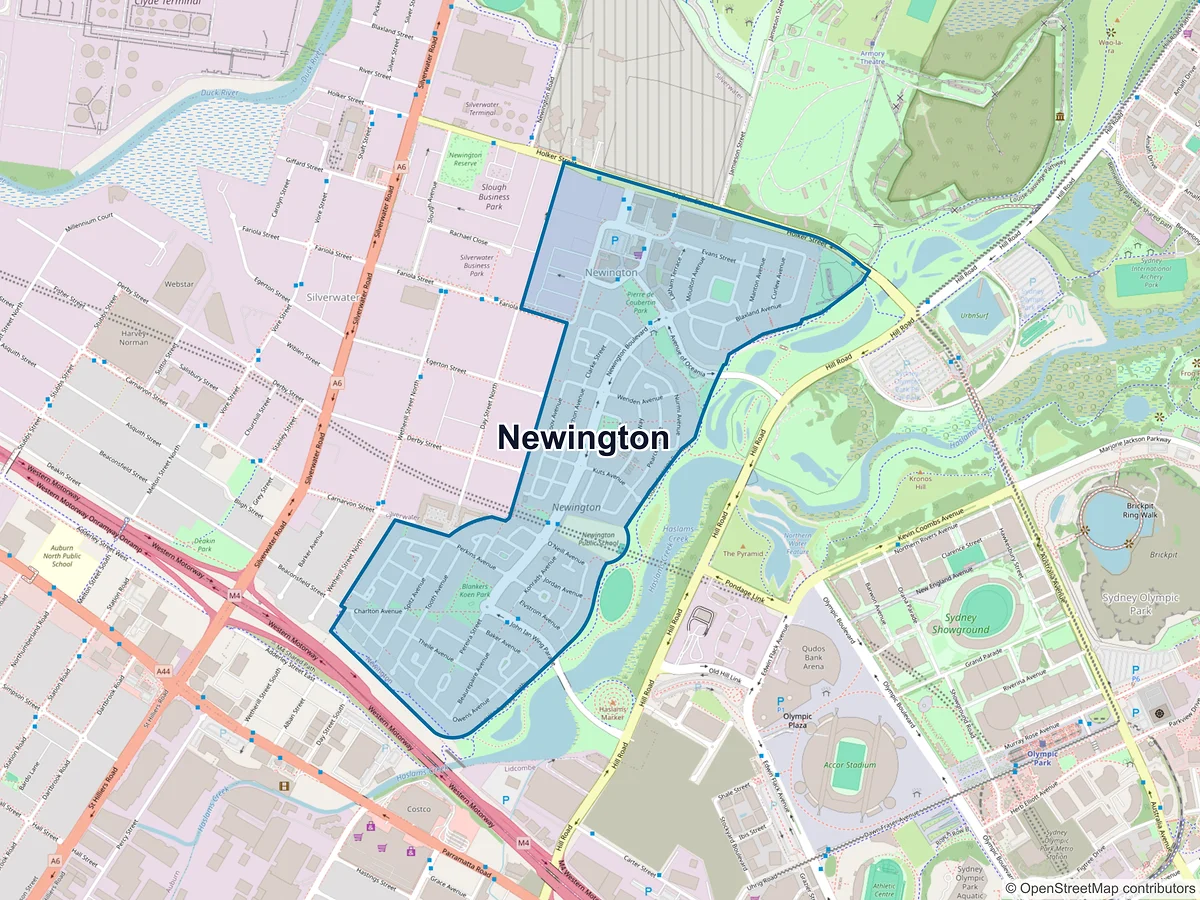 Map of Newington, NSW, Australia
