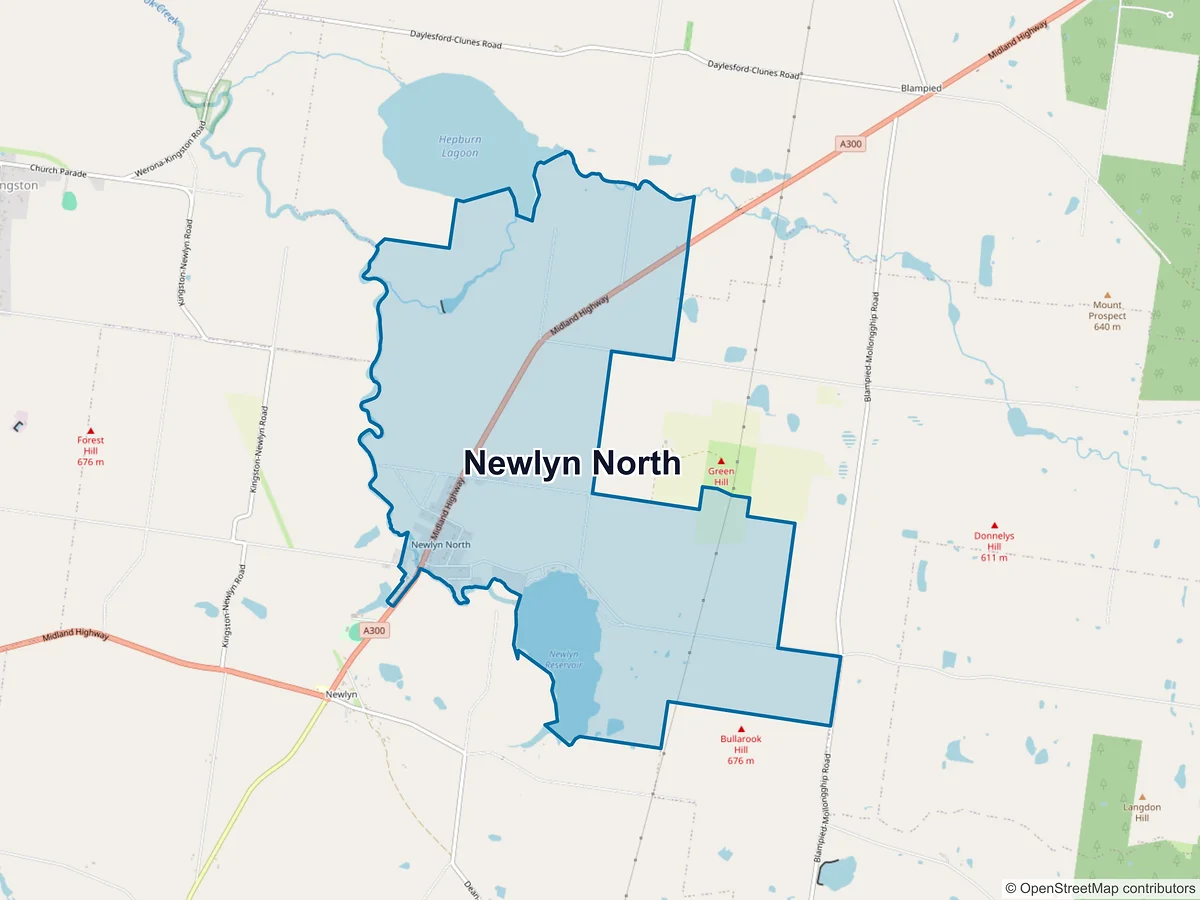 Map of Newlyn North, VIC, Australia