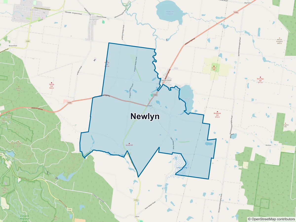 Map of Newlyn, VIC, Australia