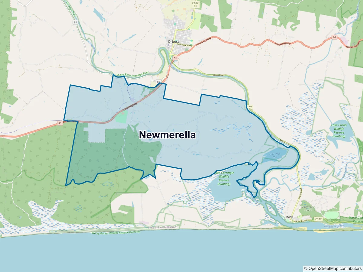 Map of Newmerella, VIC, Australia