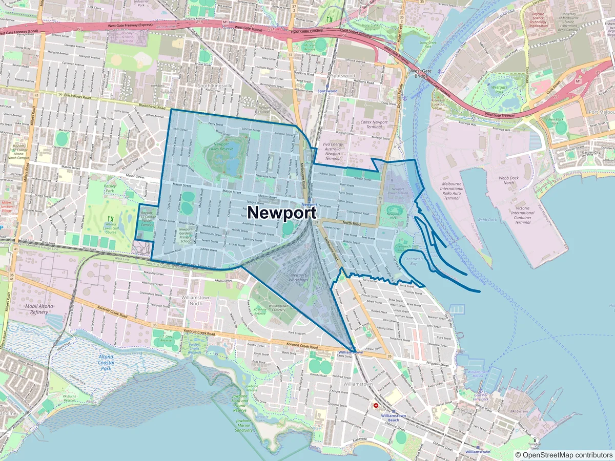 Map of Newport, VIC, Australia