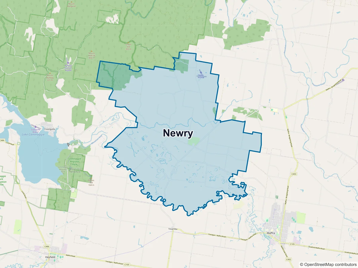 Map of Newry, VIC, Australia