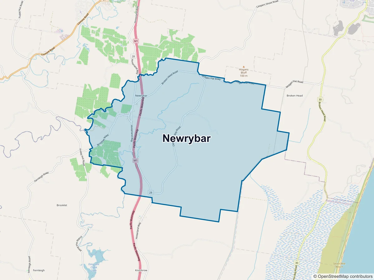 Map of Newrybar, NSW, Australia