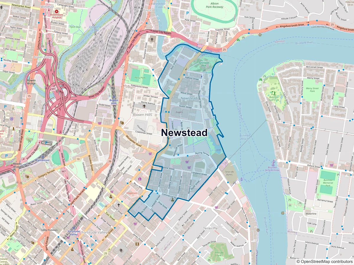 Map of Newstead, QLD, Australia