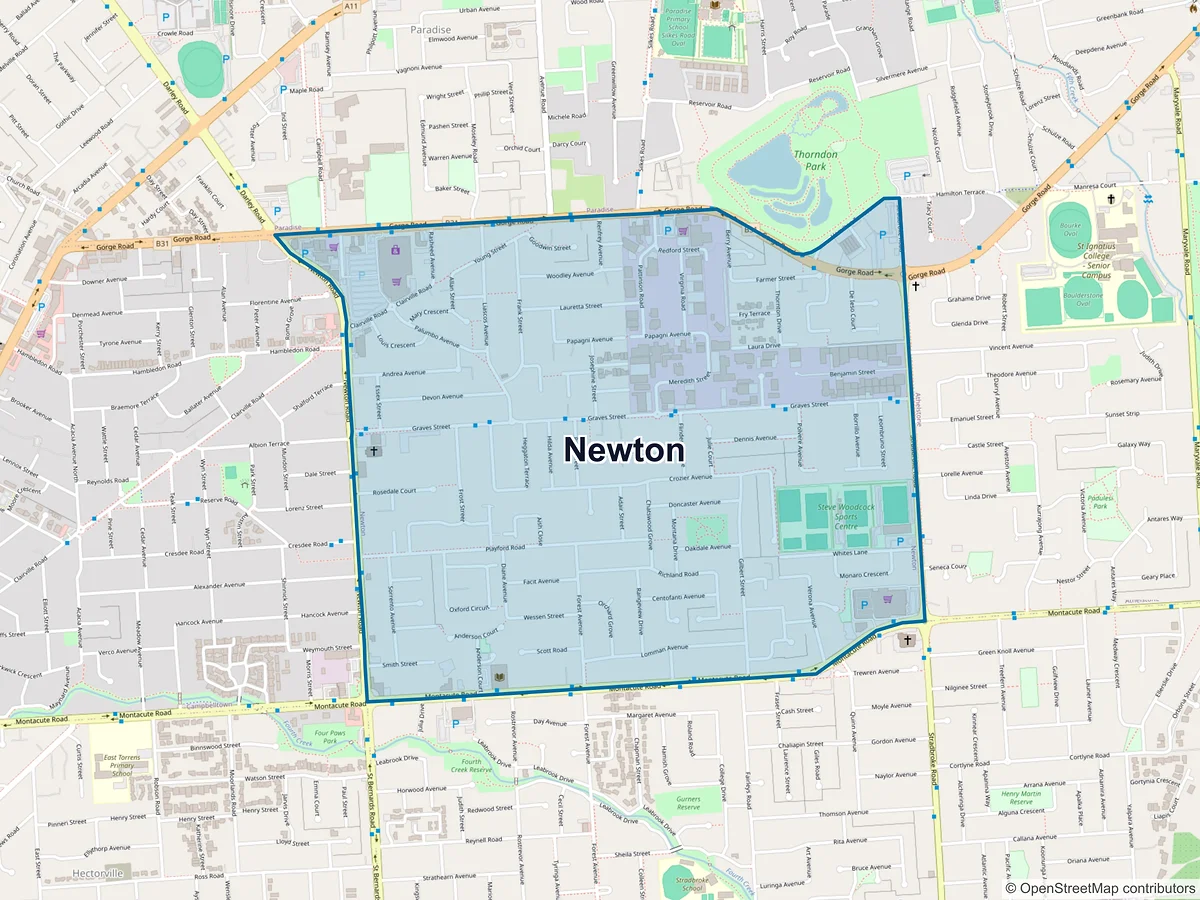 Map of Newton, SA, Australia