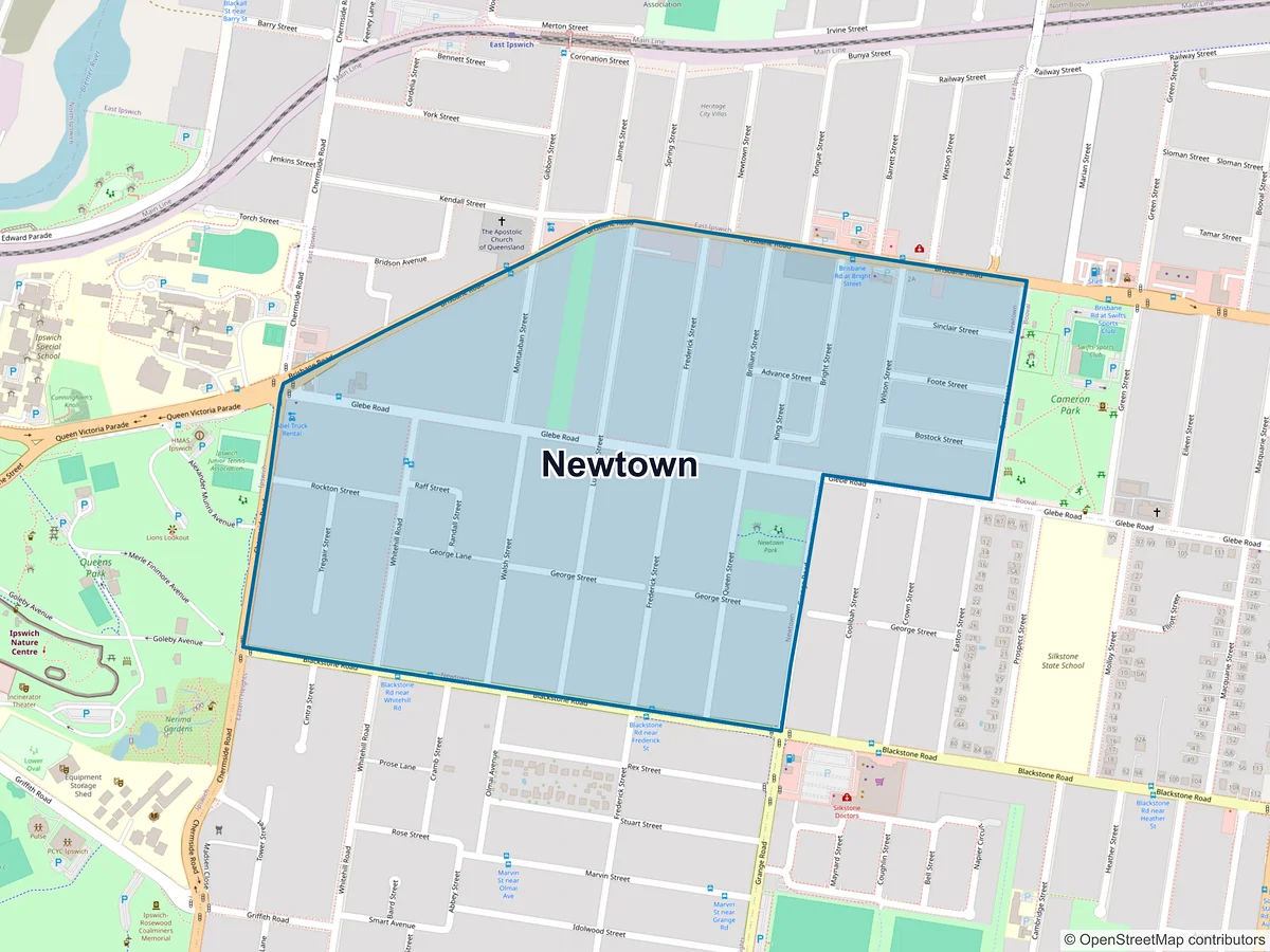 Map of Newtown, QLD, Australia