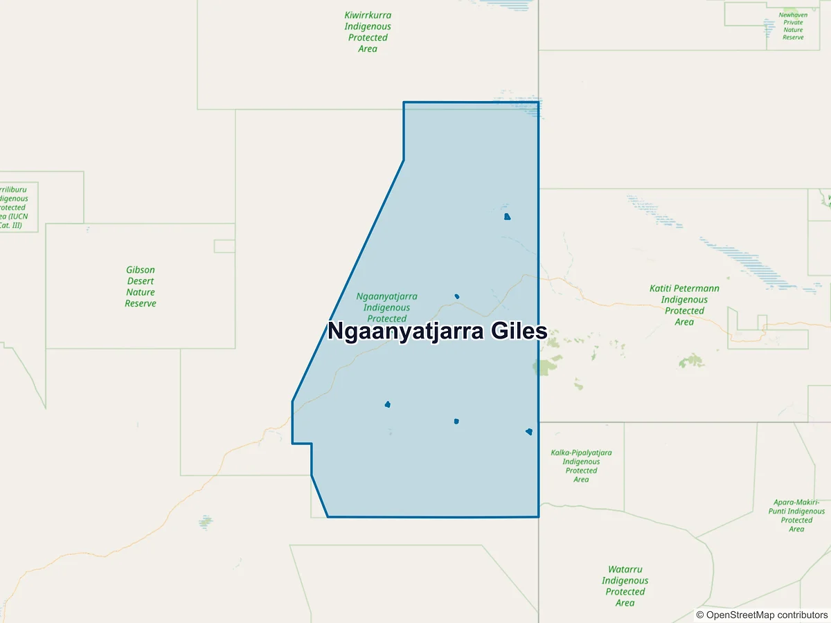 Map of Ngaanyatjarra-Giles, WA, Australia