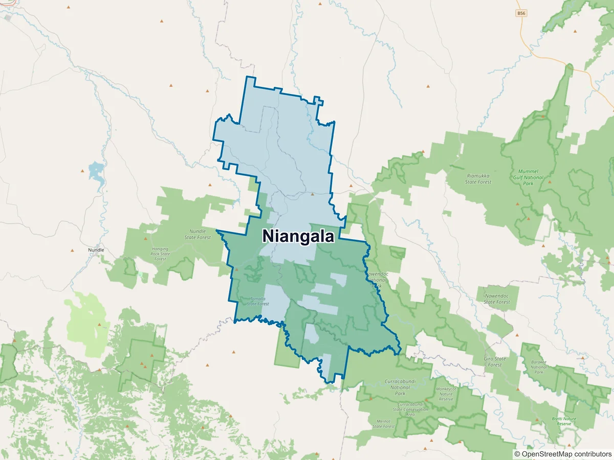 Map of Niangala, NSW, Australia