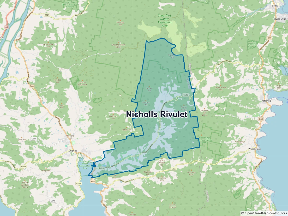 Map of Nicholls Rivulet, TAS, Australia