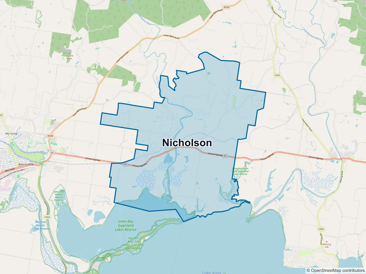 Map of Nicholson, VIC, Australia