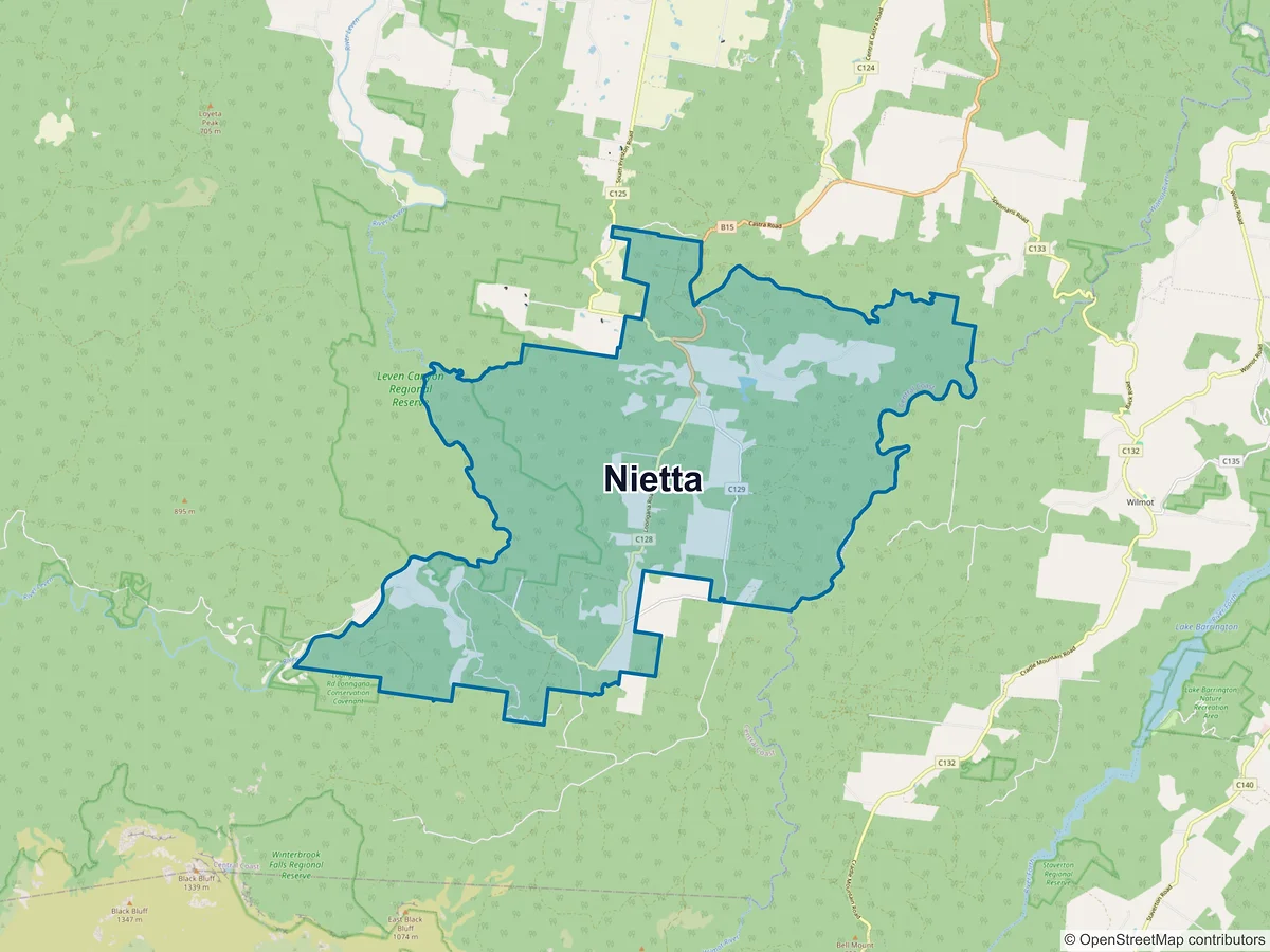 Map of Nietta, TAS, Australia