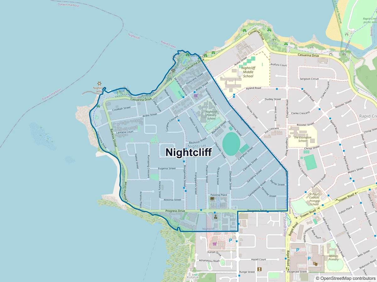 Map of Nightcliff, NT, Australia