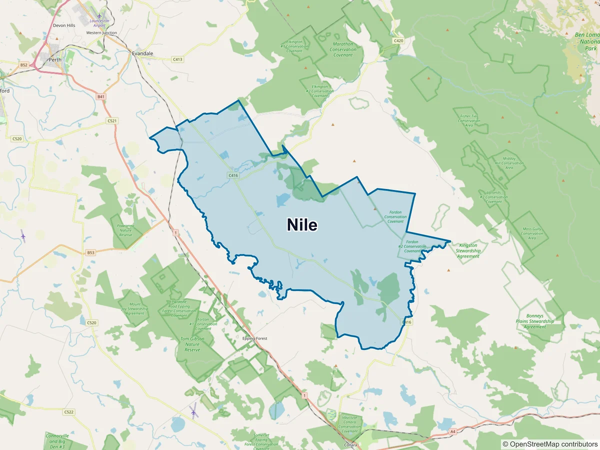 Map of Nile, TAS, Australia