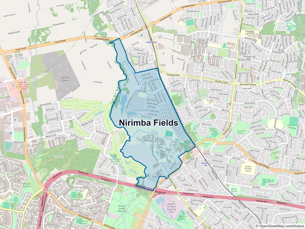 Map of Nirimba Fields, NSW, Australia