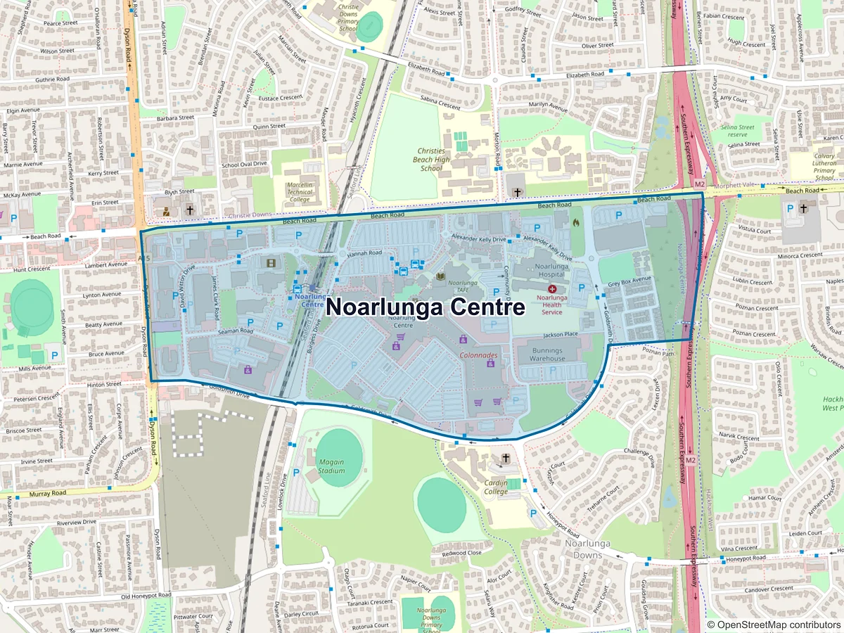 Map of Noarlunga Centre, SA, Australia
