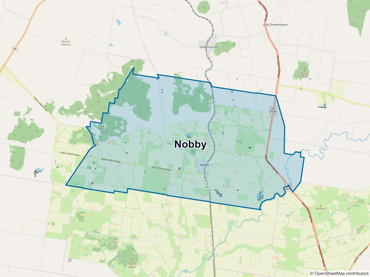 Map of Nobby, QLD, Australia