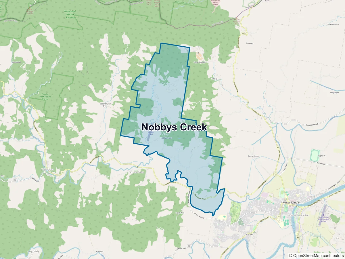Map of Nobbys Creek, NSW, Australia