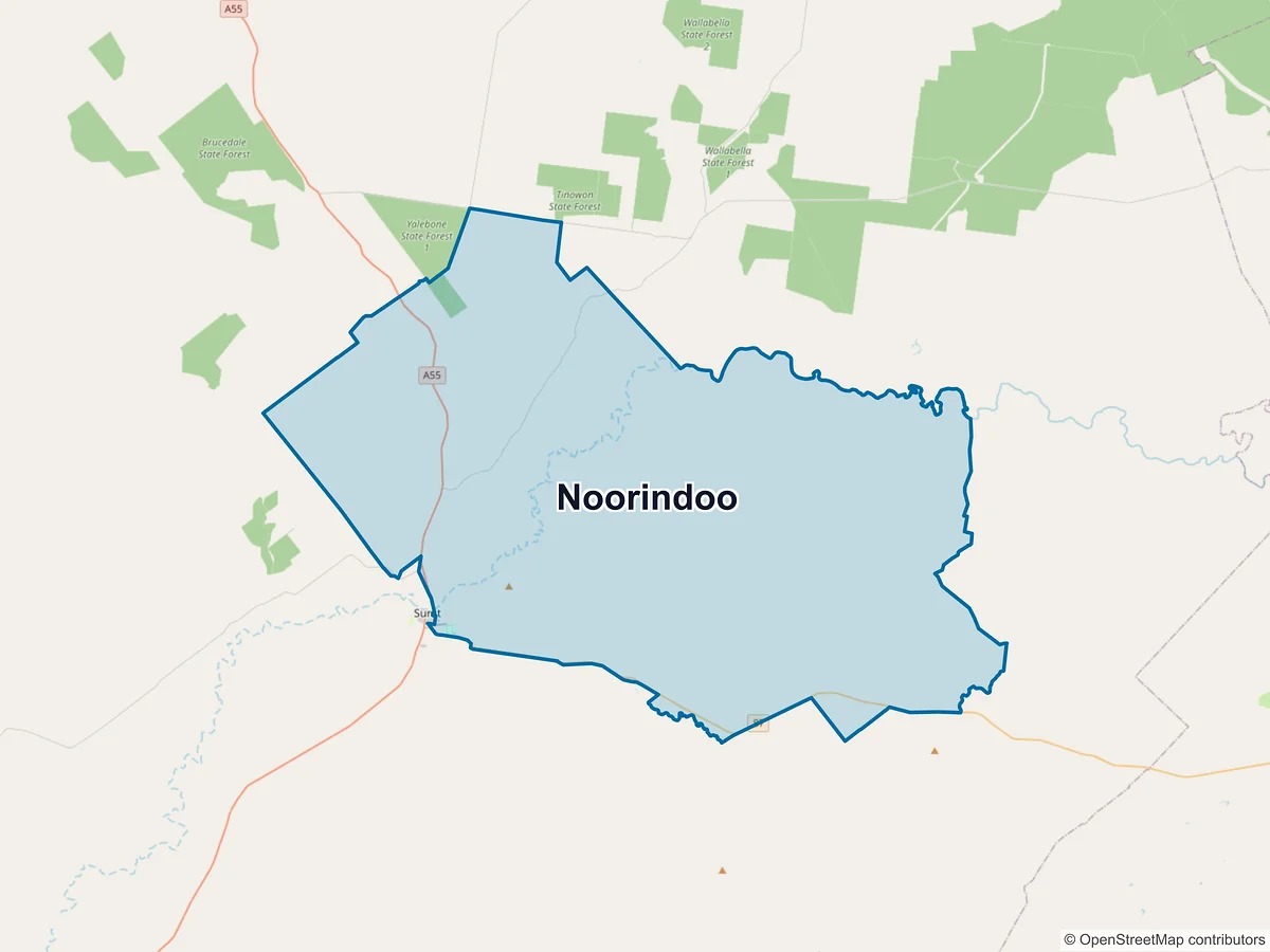Map of Noorindoo, QLD, Australia