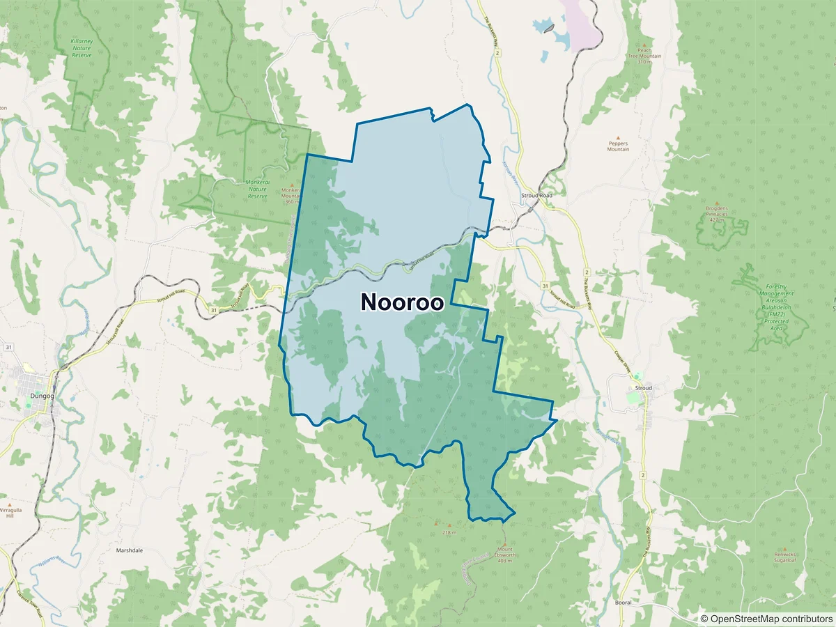 Map of Nooroo, NSW, Australia