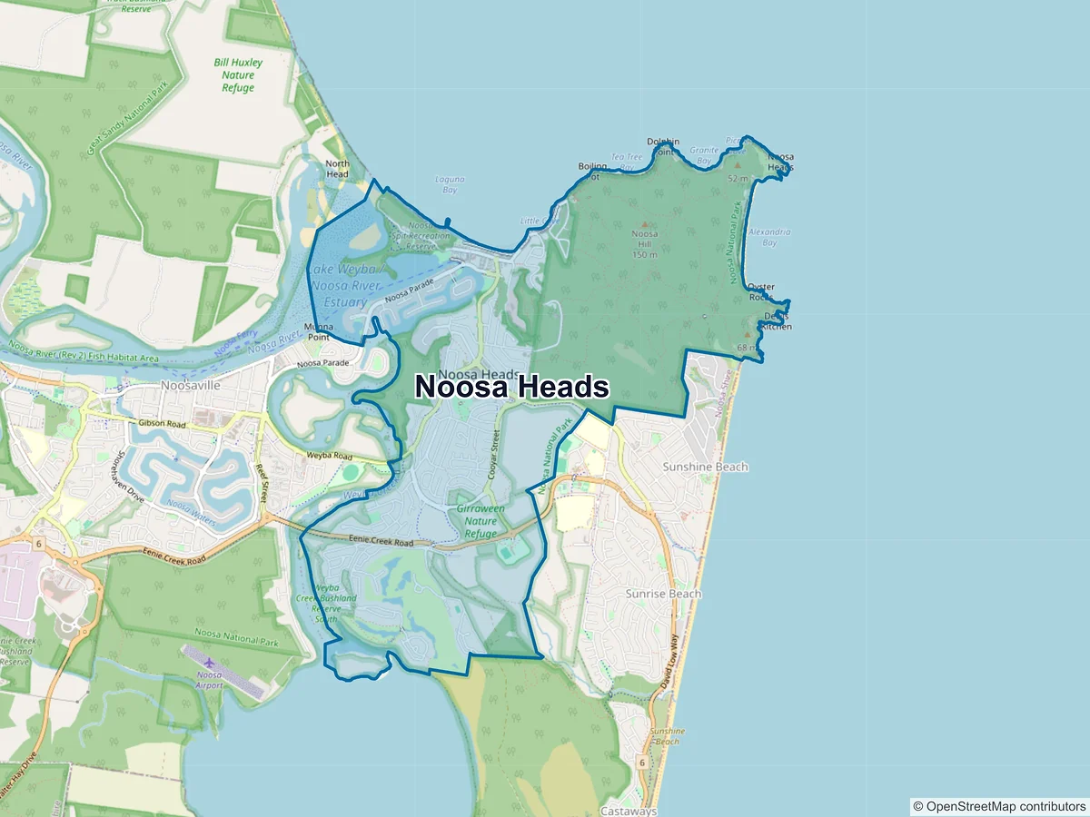 Map of Noosa Heads, QLD, Australia