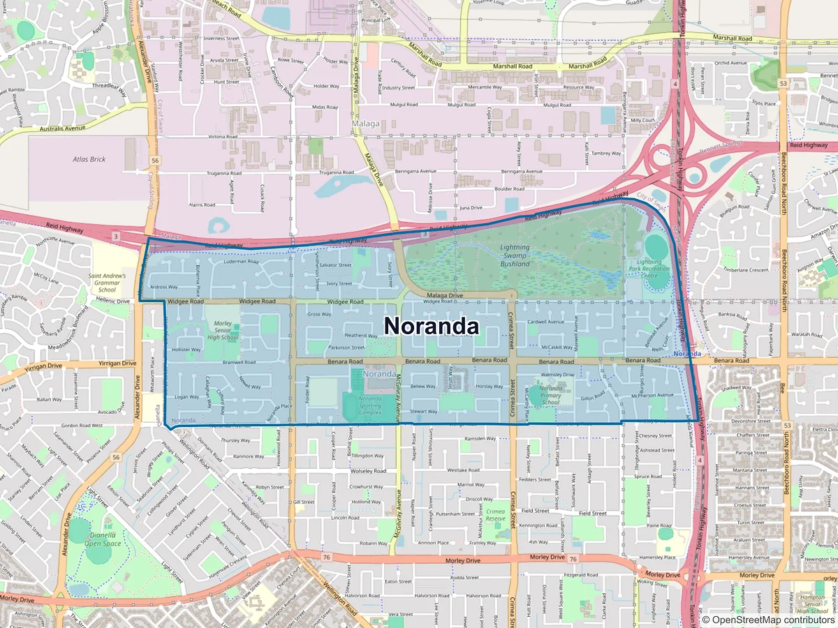 Map of Noranda, WA, Australia