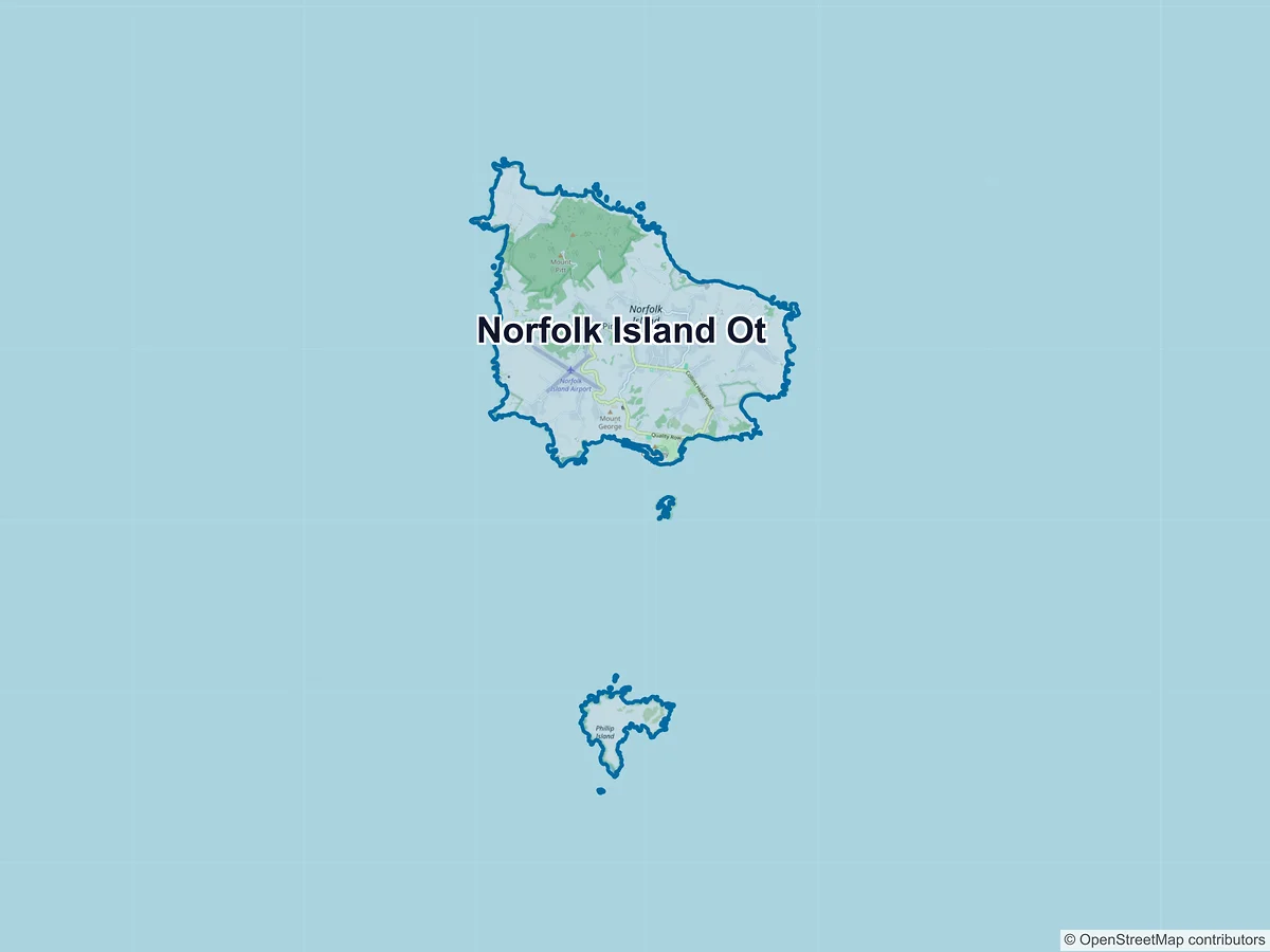 Map of Norfolk Island, OT, Australia