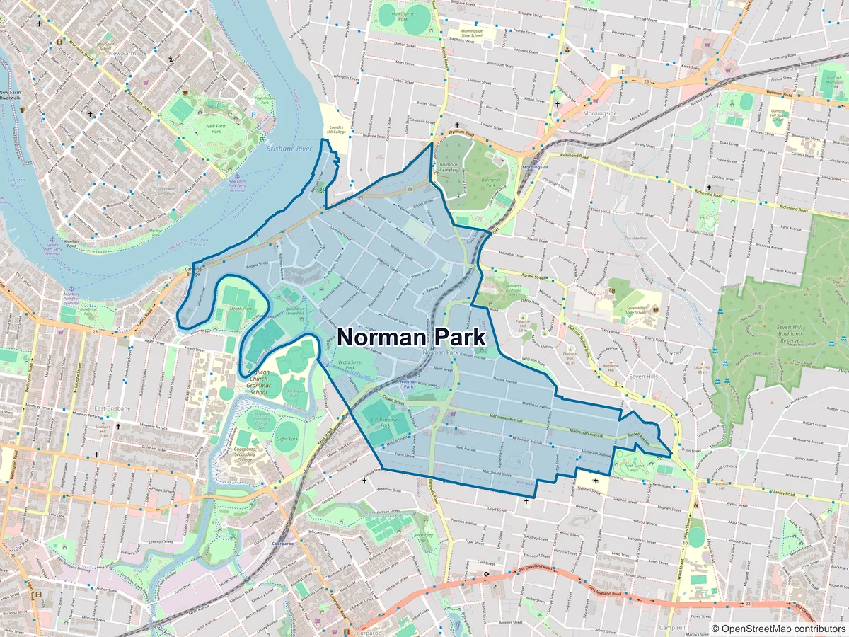 Map of Norman Park, QLD, Australia