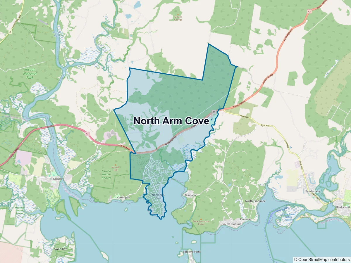 Map of North Arm Cove, NSW, Australia