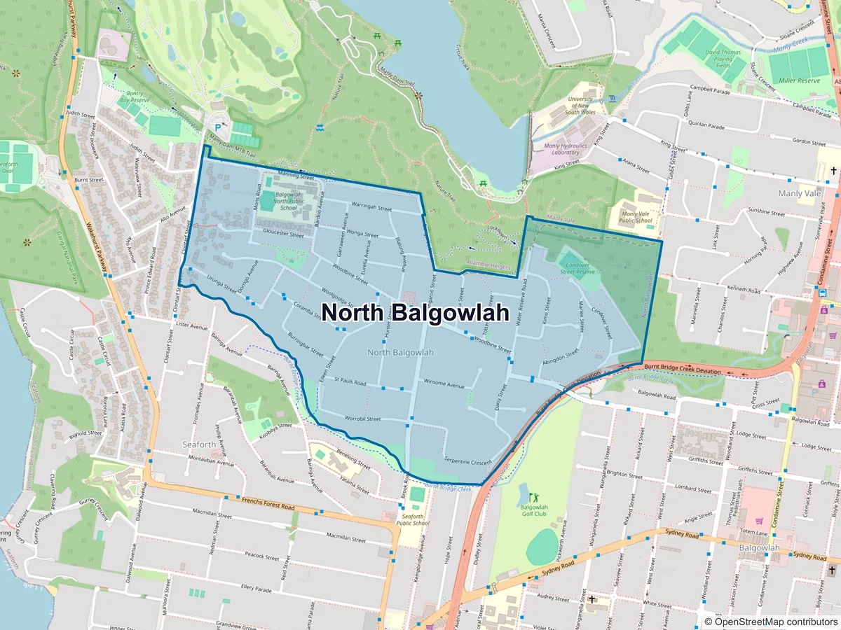 Map of North Balgowlah, NSW, Australia