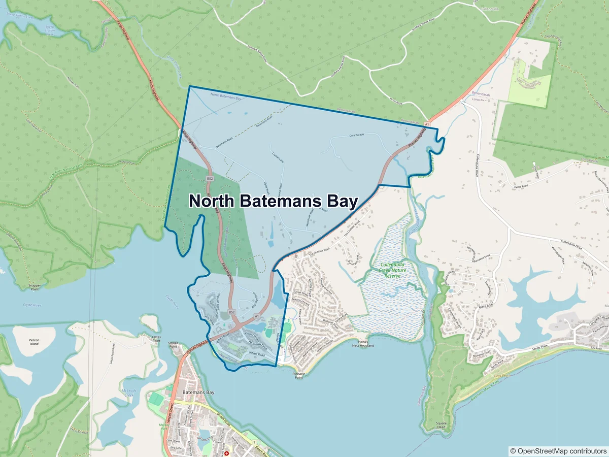 Map of North Batemans Bay, NSW, Australia