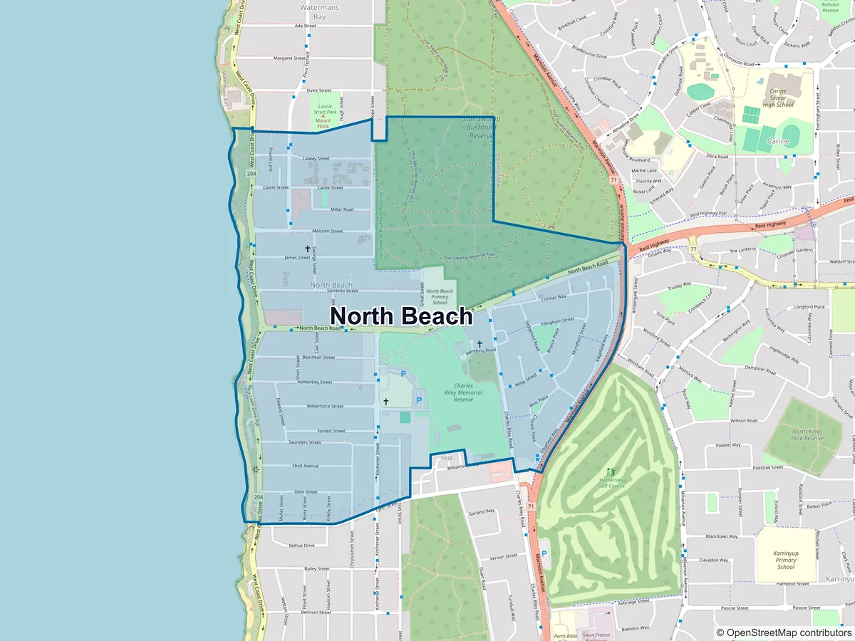 Map of North Beach, WA, Australia