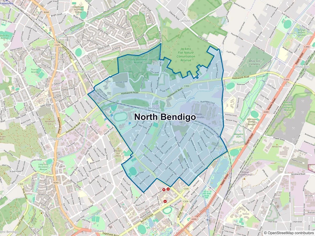 Map of North Bendigo, VIC, Australia