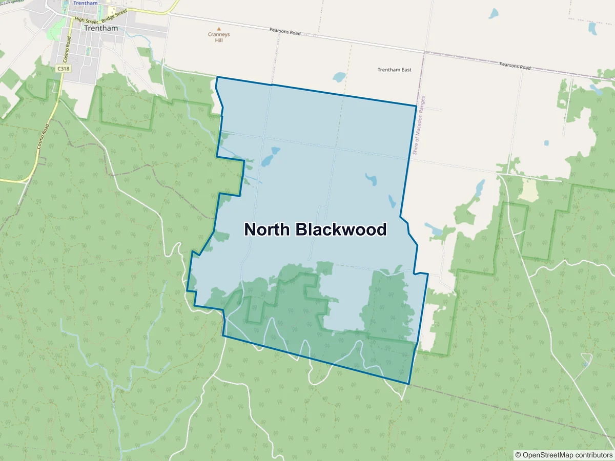 Map of North Blackwood, VIC, Australia