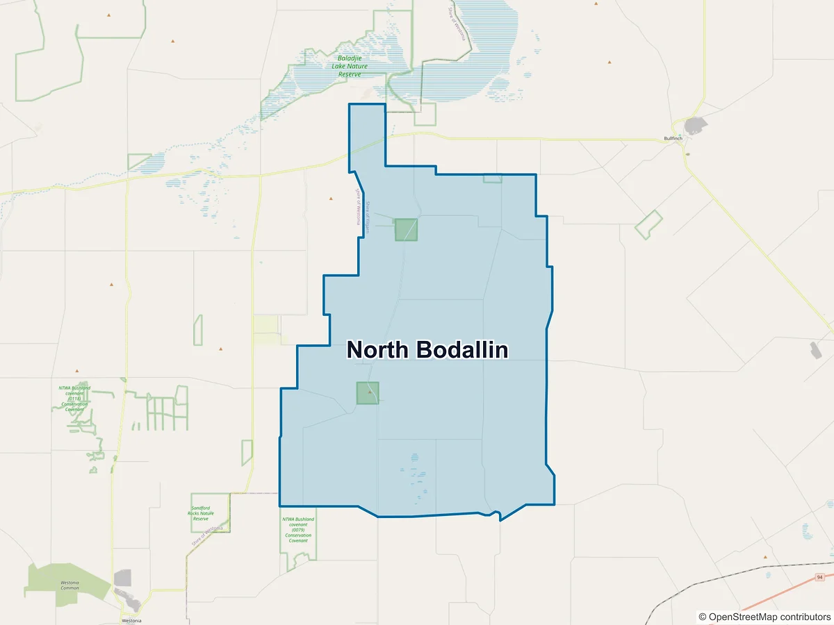 Map of North Bodallin, WA, Australia