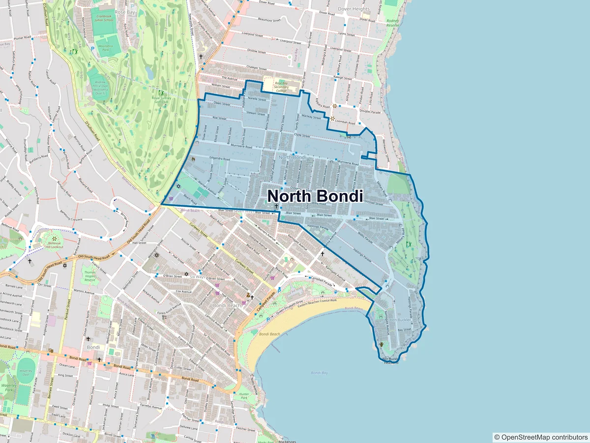 Map of North Bondi, NSW, Australia