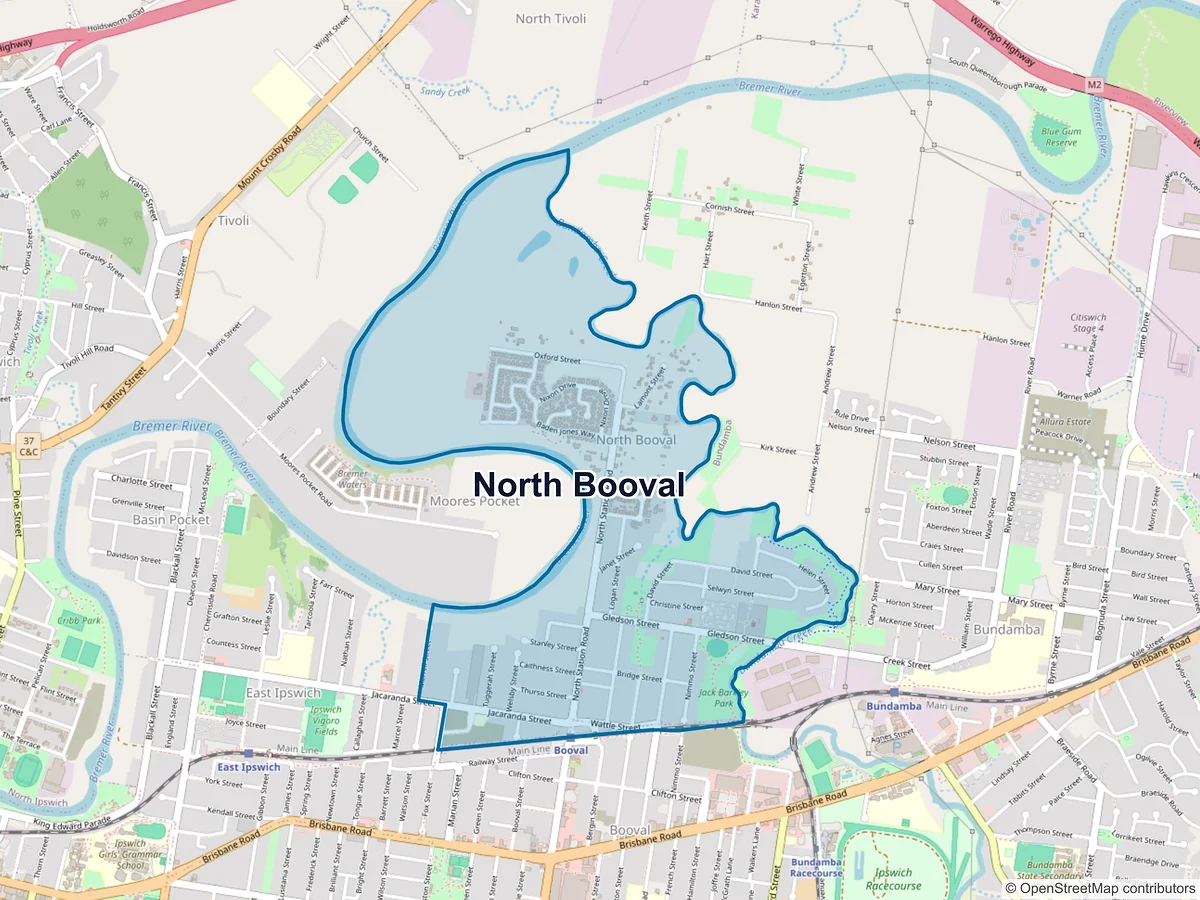 Map of North Booval, QLD, Australia
