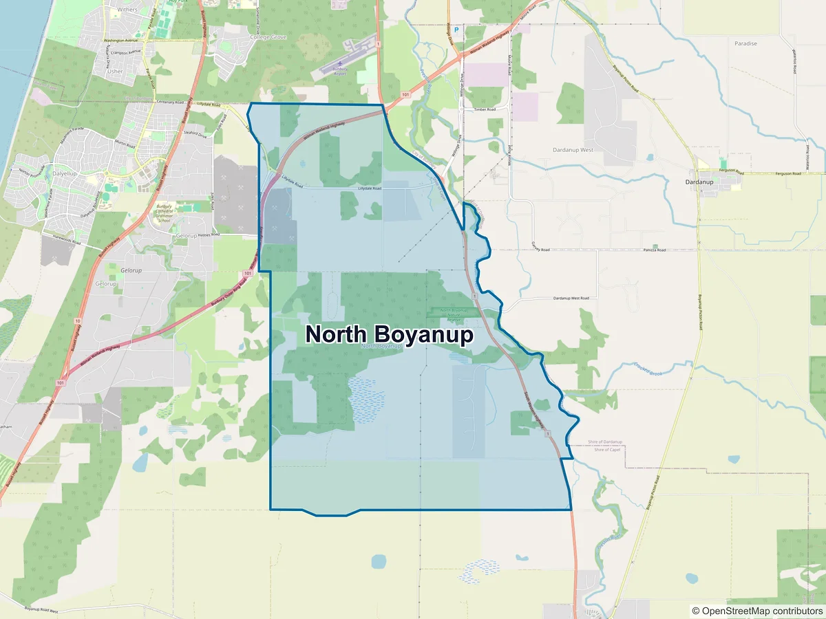 Map of North Boyanup, WA, Australia