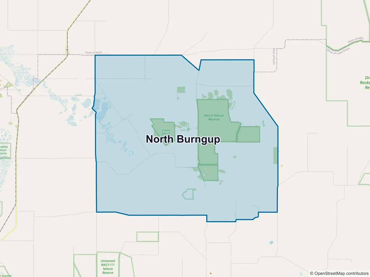 Map of North Burngup, WA, Australia