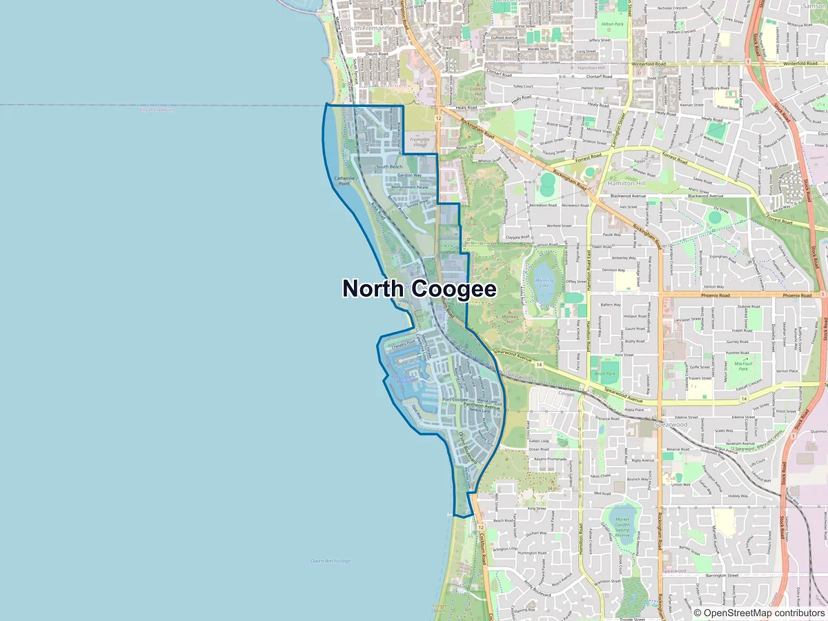 Map of North Coogee, WA, Australia